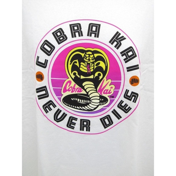 Mens CHAMPION AUTHENTIC COBRA KAI Raglan White Black Sleeve T-Shirt Small-XL NEW - Picture 3 of 4